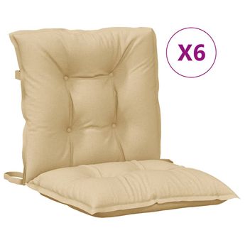 vidaXL Lowback Chair Cushions 6 pcs Melange Beige 100x50x7 cm Fabric