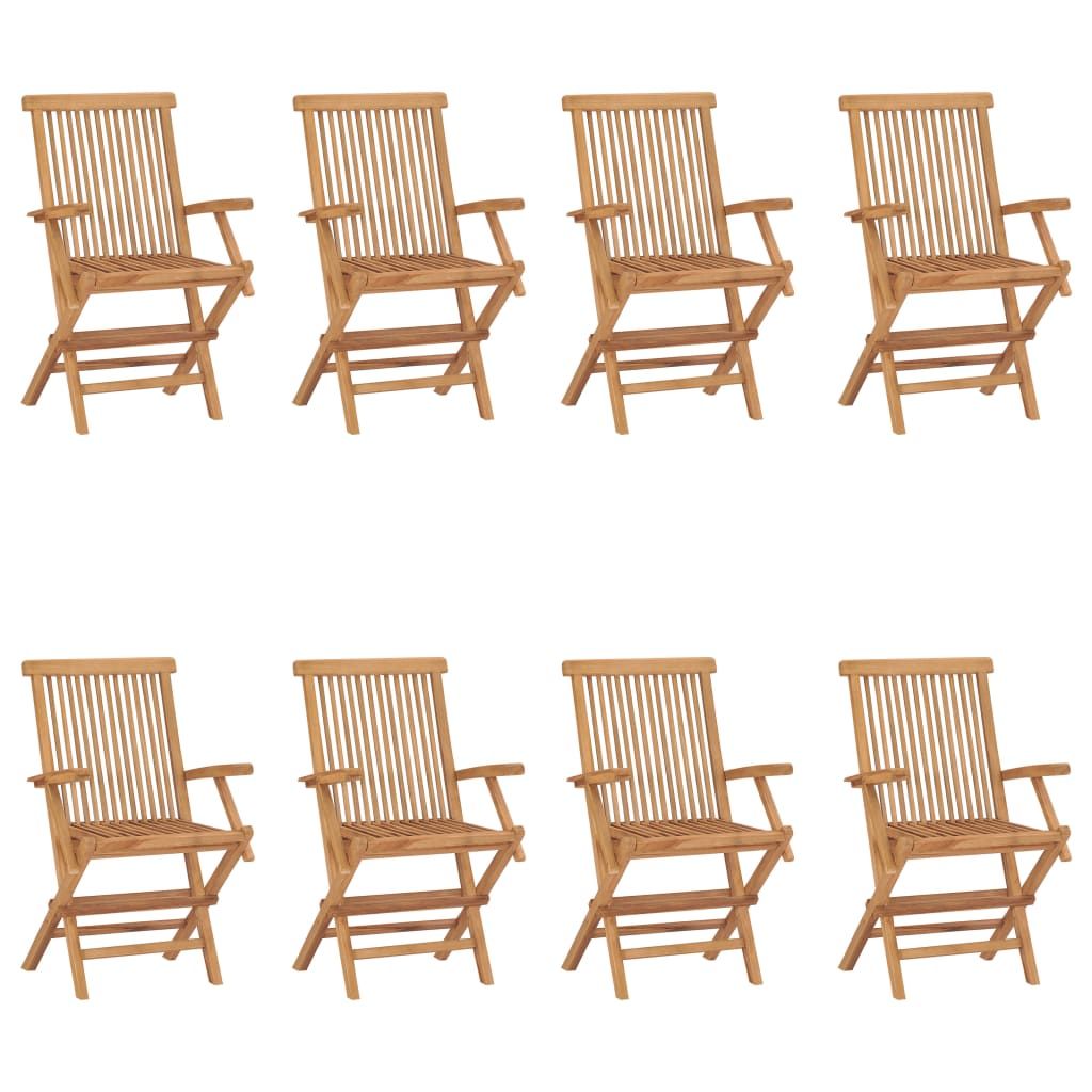 vidaXL Folding Patio Chairs 8 pcs Solid Teak Wood