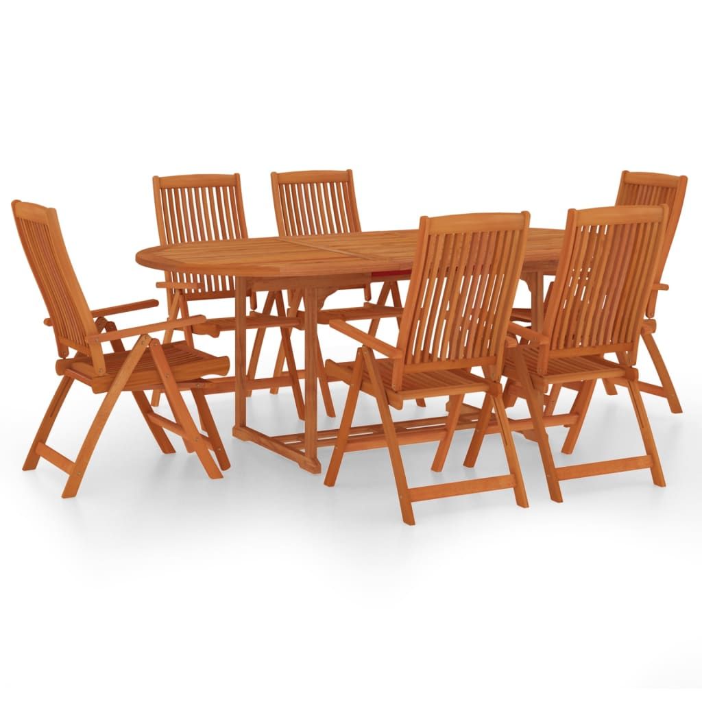 vidaXL 7 Piece Patio Dining Set Solid Wood Eucalyptus