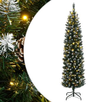 vidaXL Artificial Slim Christmas Tree 300 LEDs 82.7"