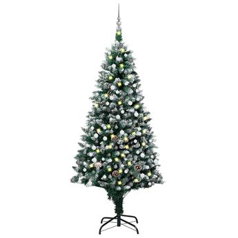 vidaXL Artificial Christmas Tree with LEDs&Ball Set&Pine Cones 82.7"