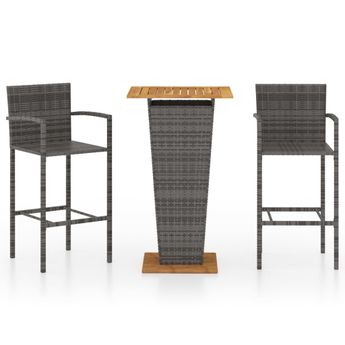 vidaXL 3 Piece Patio Bar Set Gray