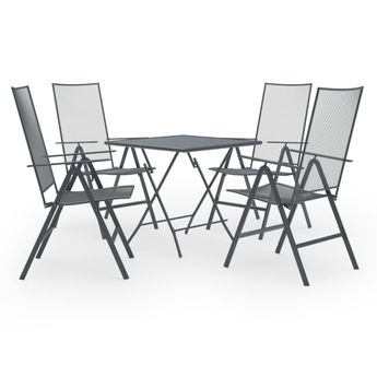 vidaXL 5 Piece Patio Dining Set Steel Anthracite