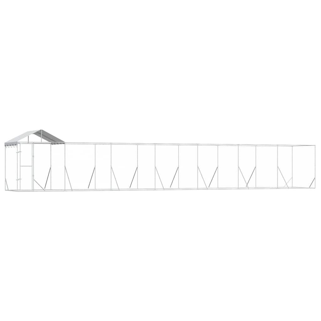 vidaXL Outdoor Dog Kennel with Roof Silver 14x2x2.5 m Galvanised Steel