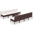 vidaXL 9 Piece Patio Lounge Set with Cushions Poly Rattan Brown
