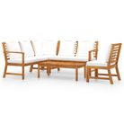 vidaXL 5 Piece Patio Lounge Set with Cushion Cream Solid Acacia Wood