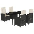 vidaXL 5 Piece Garden Dining Set with Cushions Black Poly Rattan