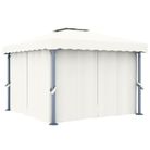 vidaXL Gazebo with Curtain 9.8'x9.8' Cream White Aluminum