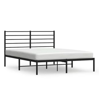vidaXL Metal Bed Frame without Mattress with Headboard Black 135x190cm