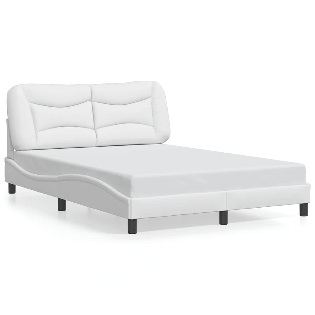 vidaXL Bed Frame without Mattress "Hvar" White 53.9"x74.8" Faux Leather