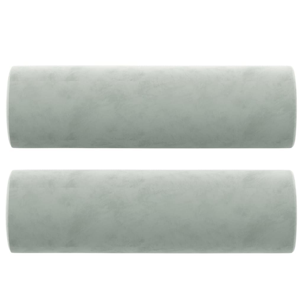 vidaXL Throw Pillows 2 pcs Light Grey Ø15x50 cm Velvet
