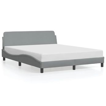 vidaXL Bed Frame "Dover" Light Gray 59.8"x79.9" Fabric