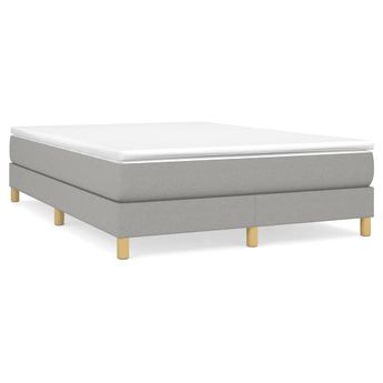 vidaXL Box Spring Bed Frame Light Grey Full Fabric (US Only)