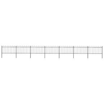 vidaXL Garden Fence with Hoop Top Steel 1248x100 cm Black