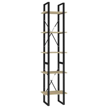 vidaXL 5-Tier Book Cabinet Sonoma Oak 15.7"x11.8"x68.9" Engineered Wood