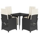 vidaXL 5 Piece Patio Dining Set with Cushions Black Poly Rattan