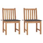 vidaXL Patio Chairs 2 pcs with Cushions Solid Teak Wood