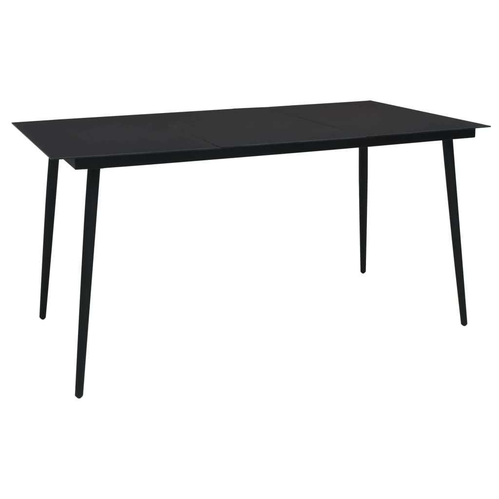 vidaXL Patio Dining Table Black 59.1"x31.5"x29.1" Steel and Glass