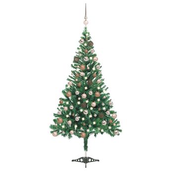 vidaXL Artificial Pre-lit Christmas Tree with Ball Set 70.9" 564 Branches