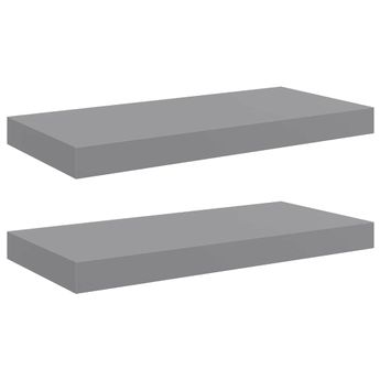 vidaXL Floating Wall Shelves 2 pcs Gray 19.7"x9.1"x1.5" MDF