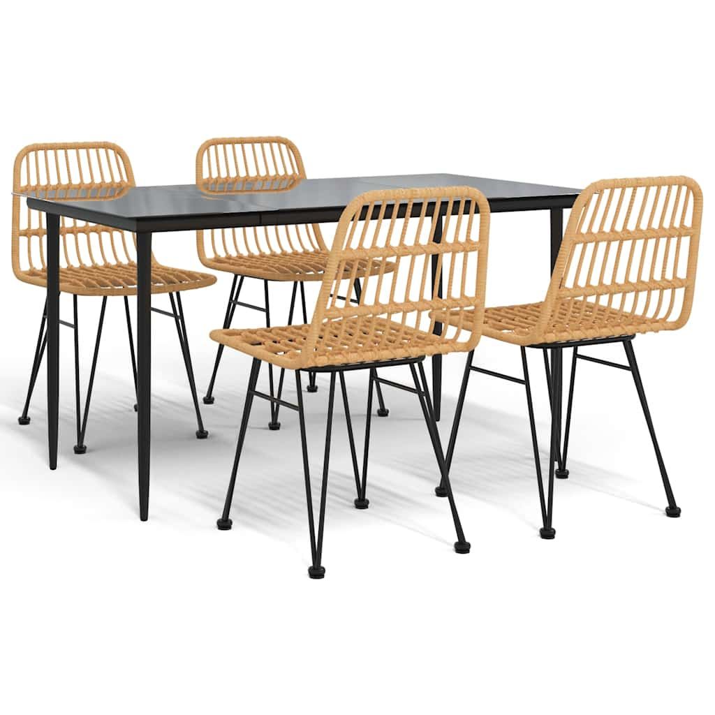vidaXL 5 Piece Garden Dining Set Poly Rattan