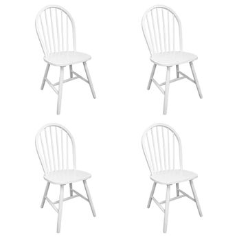 vidaXL Dining Chairs 4 pcs White Solid Rubber Wood
