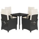 vidaXL 5 Piece Garden Dining Set with Cushions Black Poly Rattan