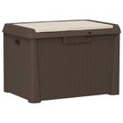 vidaXL Patio Storage Box with Seat Cushion Brown 33 gal PP