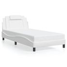 vidaXL Bed Frame "Viana" without Mattress White 39.4"x74.8" Faux Leather