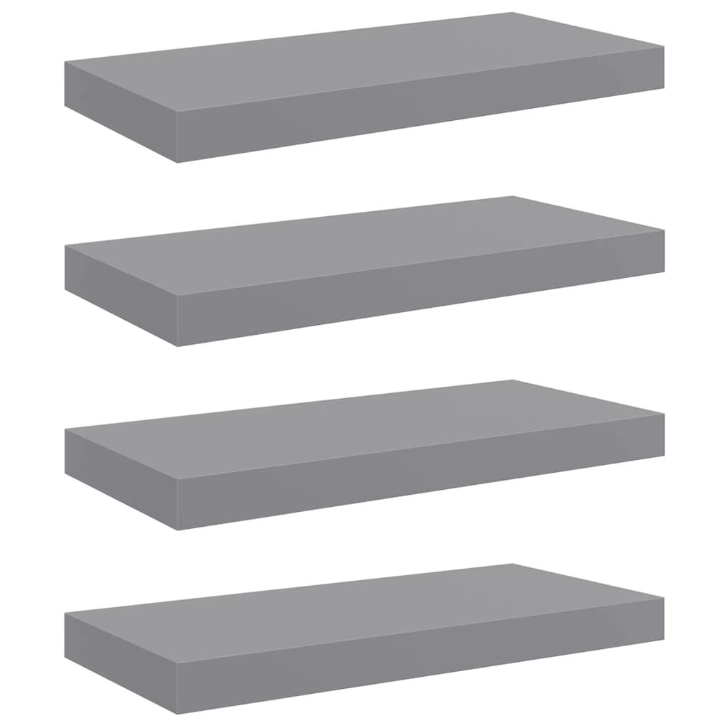 vidaXL Floating Wall Shelves 4 pcs Grey 50x23x3.8 cm MDF