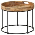 vidaXL Coffee Table Solid Mange Wood and Steel 50x40 cm