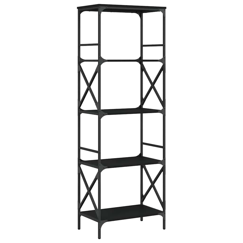 vidaXL Bookcase 5-Tier Black 23.2"x13.8"x67.3" Engineered Wood