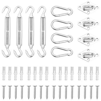 vidaXL 12 Piece Sunshade Sail Accessory Set Stainless Steel