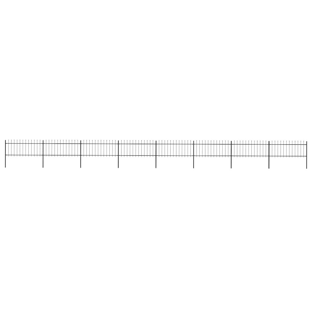 vidaXL Garden Fence with Spear Top Steel 1426x80 cm Black
