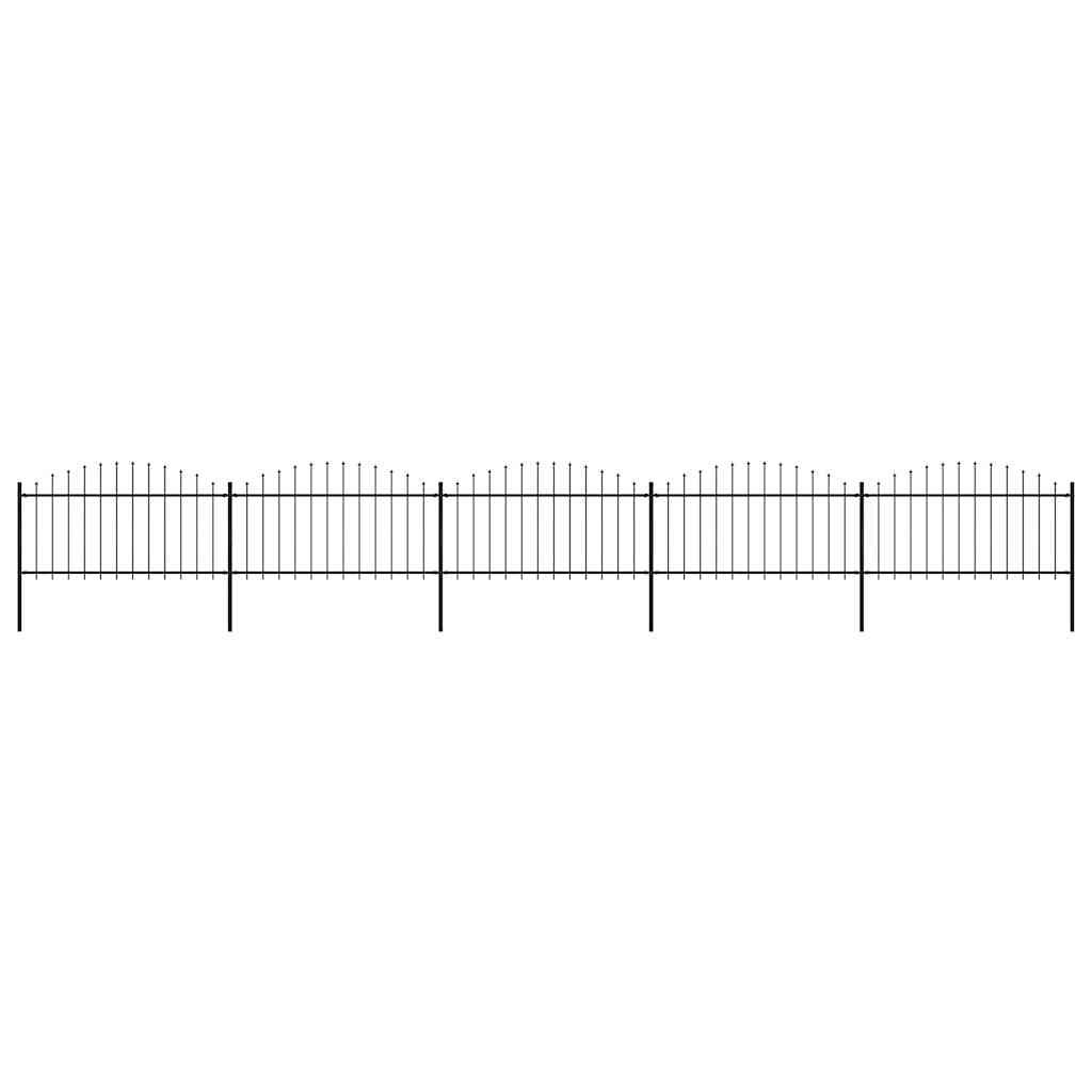 vidaXL Garden Fence with Spear Top Steel 892.5x150 cm Black