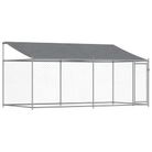 vidaXL Dog Cage with Roof and Door Gray 13.1'x6.6'x6.6' Galvanized Steel
