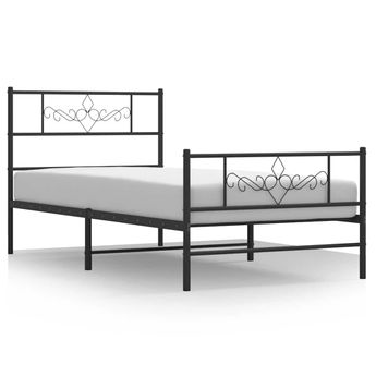 vidaXL Metal Bed Frame without Mattress with Footboard Black 100x190cm