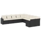 vidaXL 10 Piece Garden Sofa Set with Cushions Black Poly Rattan