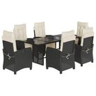 vidaXL 7 Piece Garden Dining Set with Cushions Black Poly Rattan
