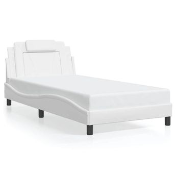 vidaXL Bed Frame "Viana" without Mattress White 39.4"x74.8" Faux Leather