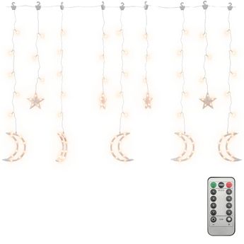 vidaXL Star and Moon Fairy Lights Remote Control 138 LED Warm White