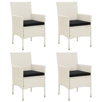 vidaXL Garden Chairs with Cushions 4 pcs Poly Rattan White