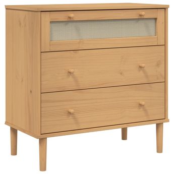vidaXL Drawer Cabinet SENJA Rattan Look Brown 80x40x80 cm Solid Wood Pine