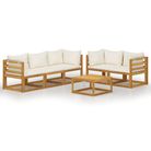 vidaXL 6 Piece Garden Lounge Set with Cushion Cream Solid Acacia Wood