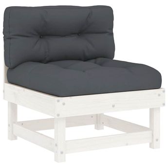 vidaXL Middle Sofa with Cushions White Solid Wood Pine