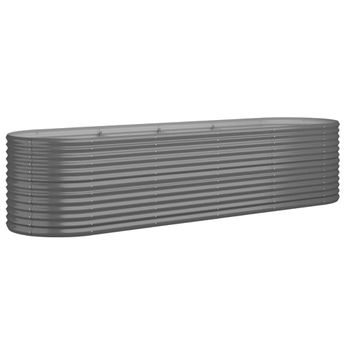 vidaXL Garden Raised Bed Galvanised Steel 296x80x68 cm Grey