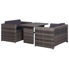 vidaXL 3 Piece Bistro Set Poly with Cushions Rattan Grey