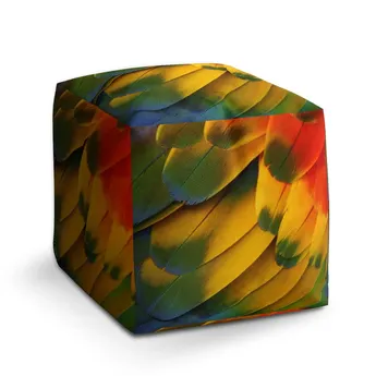 Sablio Taburet Cube Barevné peří - 50x50x50 cm
