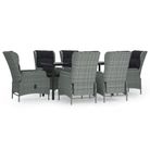 vidaXL 7 Piece Patio Dining Set Light Gray Poly Rattan