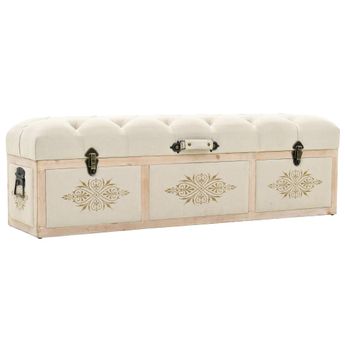 vidaXL Storage Bench 110 cm Cream Solid Wood Fir